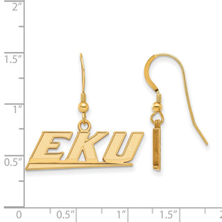Sterling Silver Gold-plated LogoArt Eastern Kentucky University E-K-U Small Dangle Earrings