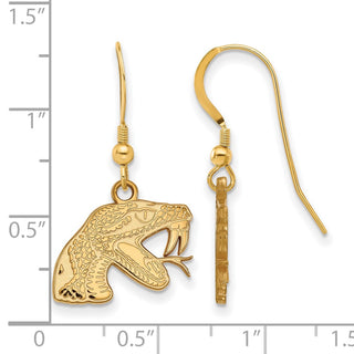 Sterling Silver Gold-plated LogoArt Florida A and M University Rattler Small Dangle Wire Earrings