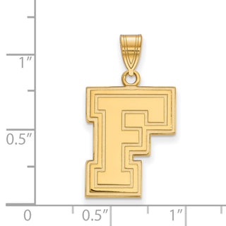 Sterling Silver Gold-plated LogoArt Fordham University Letter F Large Pendant