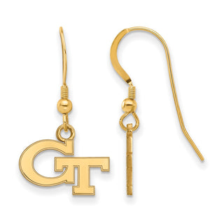 Sterling Silver Gold-plated LogoArt Georgia Institute of Technology G-T Extra Small Dangle Wire Earrings