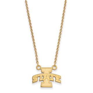 Sterling Silver Gold-plated LogoArt Iowa State University Small Pendant 18 inch Necklace