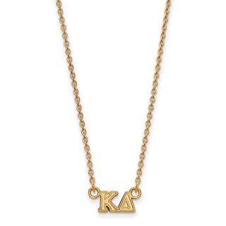 Sterling Silver Gold-plated LogoArt Kappa Delta Sorority Greek Letters Extra Small Pendant 18 inch Necklace
