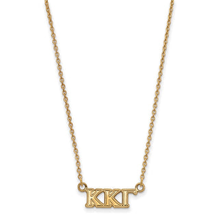 Sterling Silver Gold-plated LogoArt Kappa Kappa Gamma Sorority Greek Letters Extra Small Pendant 18 inch Necklace