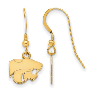 Sterling Silver Gold-plated LogoArt Kansas State University Wildcat Extra Small Dangle Wire Earrings