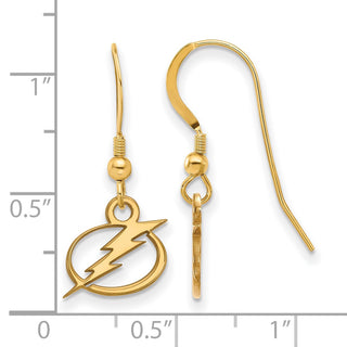 Sterling Silver Gold-plated NHL LogoArt Tampa Bay Lightning Extra Small Dangle Wire Earrings