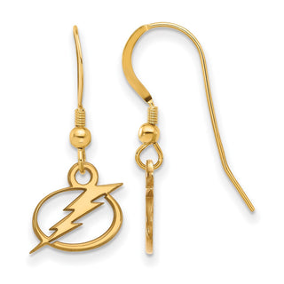 Sterling Silver Gold-plated NHL LogoArt Tampa Bay Lightning Extra Small Dangle Wire Earrings