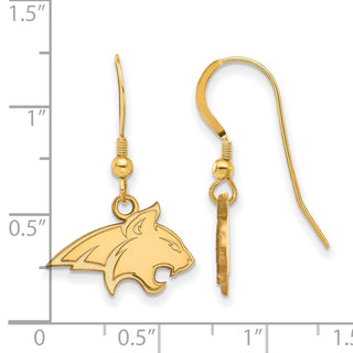 Sterling Silver Gold-plated LogoArt Montana State University Bobcat Small Dangle Wire Earrings