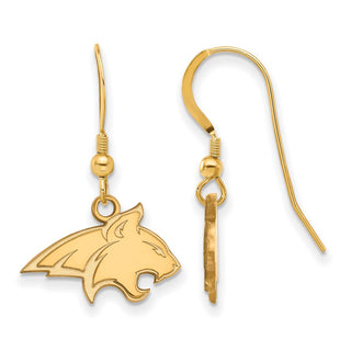 Sterling Silver Gold-plated LogoArt Montana State University Bobcat Small Dangle Wire Earrings