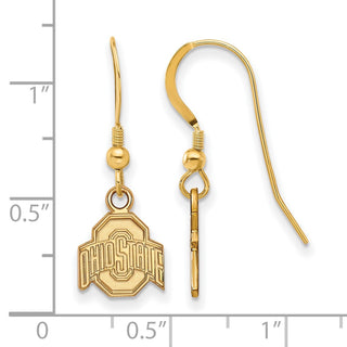 Sterling Silver Gold-plated LogoArt The Ohio State University Extra Small Dangle Wire Earrings