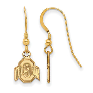 Sterling Silver Gold-plated LogoArt The Ohio State University Extra Small Dangle Wire Earrings