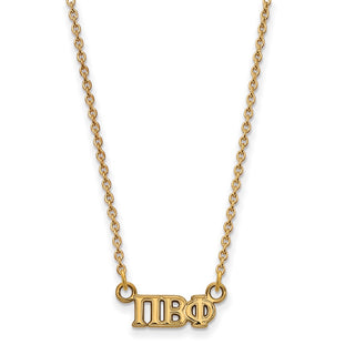 Sterling Silver Gold-plated LogoArt Pi Beta Phi Sorority Greek Letters Extra Small Pendant 18 inch Necklace
