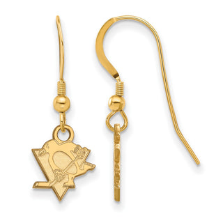 Sterling Silver Gold-plated NHL LogoArt Pittsburgh Penguins Extra Small Dangle Wire Earrings