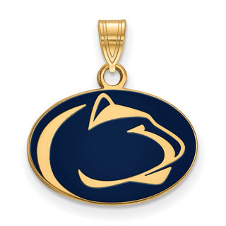 Sterling Silver Gold-plated LogoArt Penn State University Lion Small Enameled Pendant
