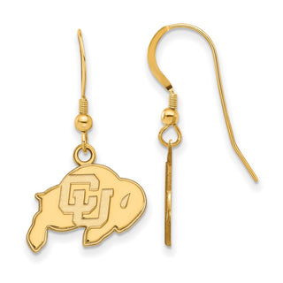 Sterling Silver Gold-plated LogoArt University of Colorado Buffalo Small Dangle Wire Earrings