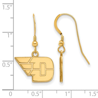 Sterling Silver Gold-plated LogoArt University of Dayton Small Dangle Wire Earrings
