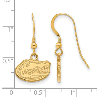 Sterling Silver Gold-plated LogoArt University of Florida Gator Extra Small Dangle Wire Earrings