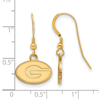 Sterling Silver Gold-plated LogoArt University of Georgia Letter G Extra Small Dangle Wire Earrings