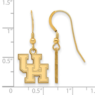 Sterling Silver Gold-plated LogoArt University of Houston U-H Small Dangle Wire Earrings