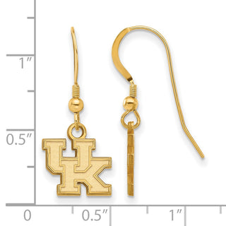 Sterling Silver Gold-plated LogoArt University of Kentucky U-K Extra Small Dangle Wire Earrings