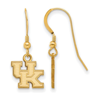 Sterling Silver Gold-plated LogoArt University of Kentucky U-K Extra Small Dangle Wire Earrings