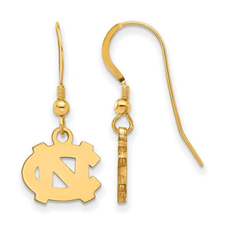 Sterling Silver Gold-plated LogoArt University of North Carolina N-C Extra Small Dangle Earrings
