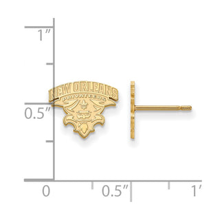 10k Gold LogoArt University of New Orleans U-N-O Small Post Earrings