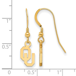 Sterling Silver Gold-plated LogoArt University of Oklahoma O-U Extra Small Dangle Wire Earrings