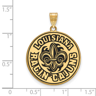 Sterling Silver Gold-plated LogoArt University of Louisiana at Lafayette Extra Large Enameled Pendant