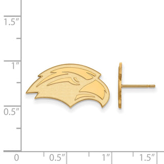 Sterling Silver Gold-plated LogoArt University of Southern Mississippi Eagle Small Post Earrings