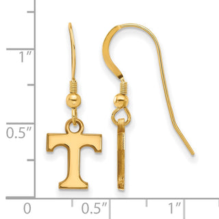 Sterling Silver Gold-plated LogoArt University of Tennessee Letter T Extra Small Dangle Wire Earrings
