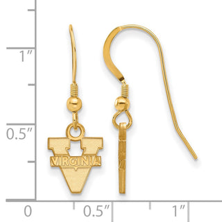 Sterling Silver Gold-plated LogoArt University of Virginia Extra Small Dangle Wire Earrings