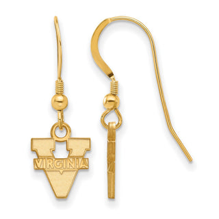 Sterling Silver Gold-plated LogoArt University of Virginia Extra Small Dangle Wire Earrings
