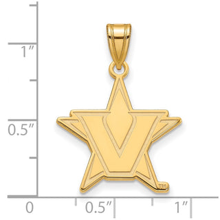 Sterling Silver w/Gold-plating LogoArt Vanderbilt University Large Pendant GP006VAU