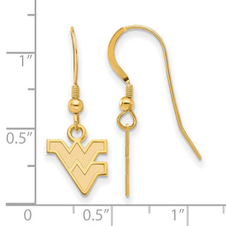 Sterling Silver Gold-plated LogoArt West Virginia University W-V Extra Small Dangle Wire Earrings