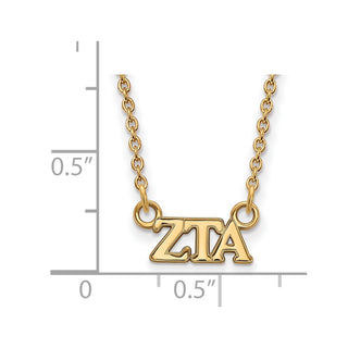Sterling Silver Gold-plated LogoArt Zeta Tau Alpha Sorority Greek Letters Extra Small Pendant 18 inch Necklace