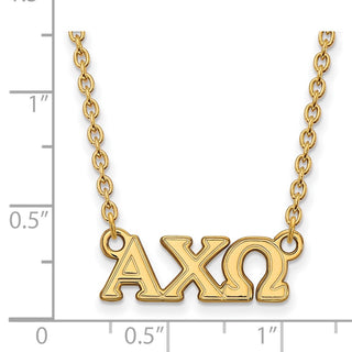 Sterling Silver Gold-plated LogoArt Alpha Chi Omega Sorority Greek Letters Small Pendant 18 inch Necklace