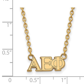 Sterling Silver Gold-plated LogoArt Alpha Epsilon Phi Sorority Greek Letters Medium Pendant 18 inch Necklace