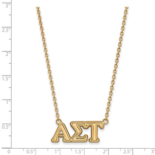Sterling Silver Gold-plated LogoArt Alpha Sigma Tau Sorority Greek Letters Medium Pendant 18 inch Necklace