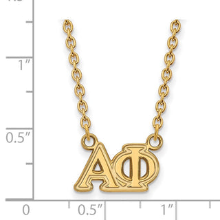 Sterling Silver Gold-plated LogoArt Alpha Phi Sorority Greek Letters Medium Pendant 18 inch Necklace
