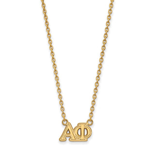 Sterling Silver Gold-plated LogoArt Alpha Phi Sorority Greek Letters Medium Pendant 18 inch Necklace