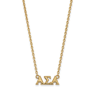 Sterling Silver Gold-plated LogoArt Alpha Sigma Alpha Sorority Greek Letters Medium Pendant 18 inch Necklace