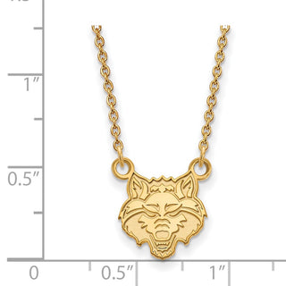 10k Gold LogoArt Arkansas State University Wolf Small Pendant 18 inch Necklace
