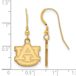Sterling Silver Gold-plated LogoArt Auburn University A-U Small Dangle Wire Earrings