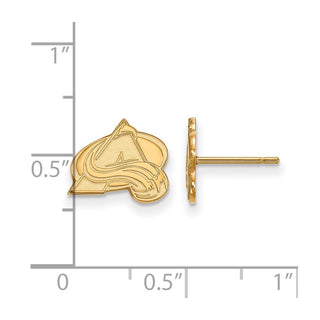 Sterling Silver Gold-plated NHL LogoArt Colorado Avalanche Letter A Extra Small Post Earrings