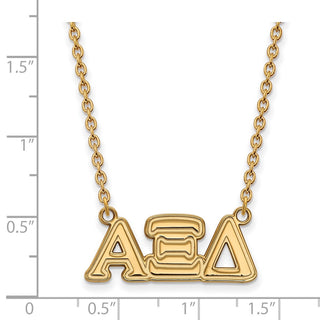 Sterling Silver Gold-plated LogoArt Alpha Xi Delta Sorority Greek Letters Medium Pendant 18 inch Necklace