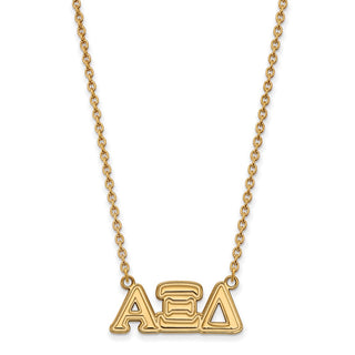 Sterling Silver Gold-plated LogoArt Alpha Xi Delta Sorority Greek Letters Medium Pendant 18 inch Necklace
