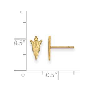 Sterling Silver Gold-plated LogoArt Arizona State University Pitchfork Extra Small Post Earrings