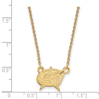 14k Gold NHL LogoArt Columbus Blue Jackets Small Pendant 18 inch Necklace