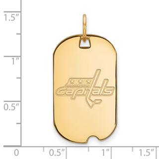 Sterling Silver Gold-plated NHL LogoArt Washington Capitals Small Dog Tag Pendant