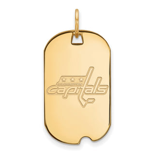 Sterling Silver Gold-plated NHL LogoArt Washington Capitals Small Dog Tag Pendant